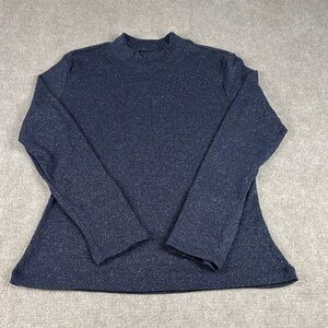 Violets & Roses Women's Navy Blue/Silver Women's Mock Turtleneck Sweater Size L